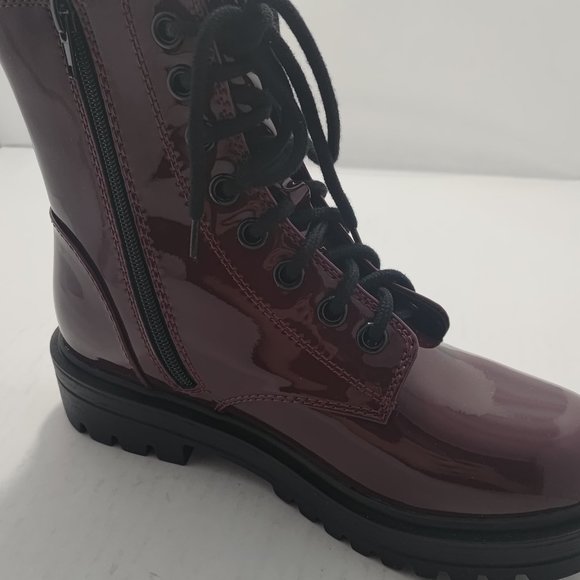 Soda Burgundy Combat Boots - Picture 4 of 7